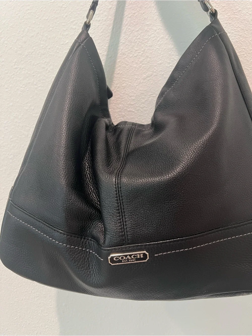 Coach Black Pebbled Leather Hobo Shoulder Bag - Picture 1 of 12